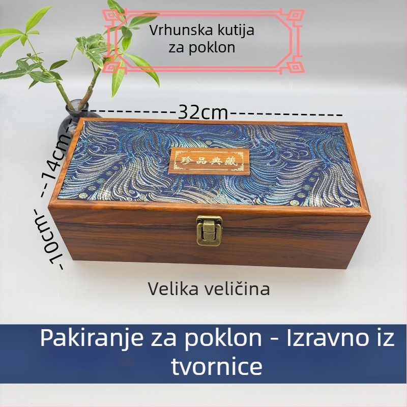 Prostorna antikna drvena kutija s imitacijom ružinog drveta, kutija za darove od fiberboarda, brend Mingjiang wood art, dekorativni rola i izvezeni brokat
