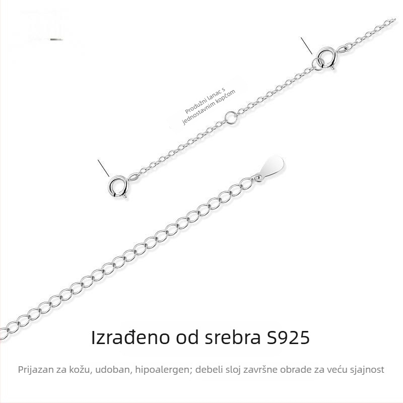 Prošireni lanac od srebra 925 za vrat, ruke i ključnu kost, pozlaćen 8K, prilagodljivi DIY dodatak sa sigurnosnom šipkom i dvostrukim prstenom