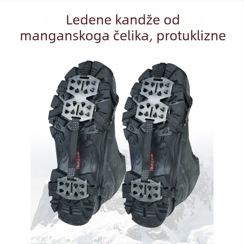 Vanjski 24-zubni leden kramponi za cipele, anti-slip iglice za snijeg, navlake za planinarsku obuću, poliesterska užad