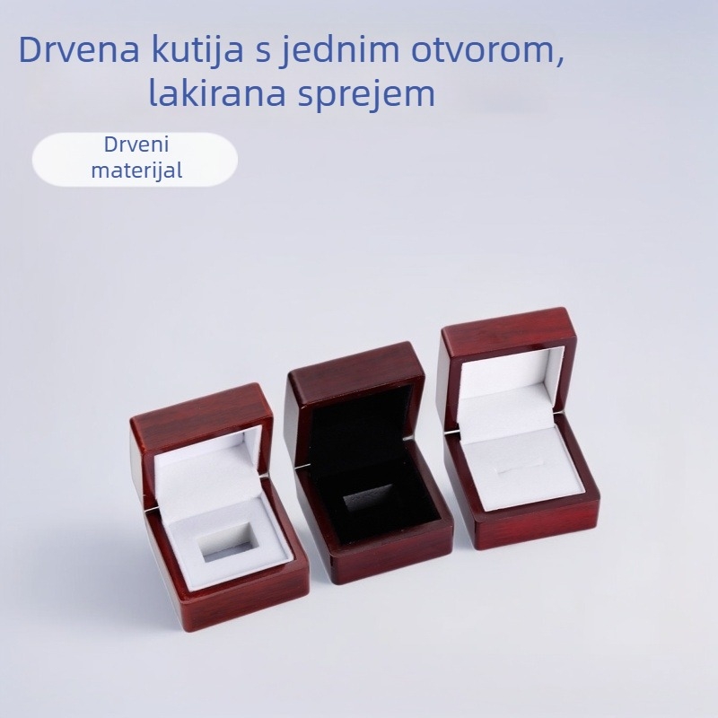 Drvena kutija za nakit sa završnom zaštitom sprejem za jednu rupu, držač prstena, pakiranje nakita