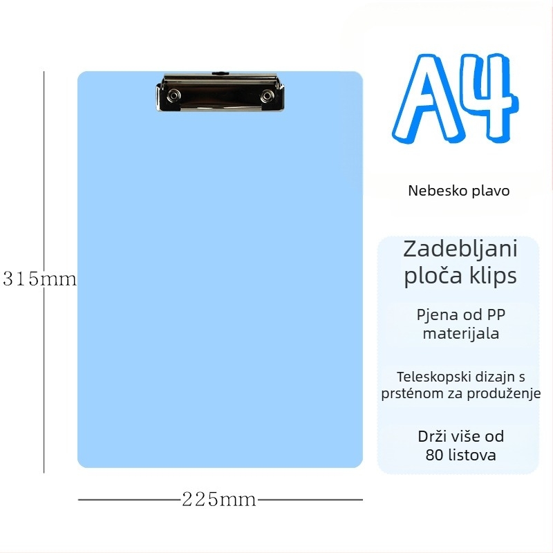 Yishen 996 plastični klips ploča, za A4/A5, debljina ploče 2,3 mm, s jednim klipom