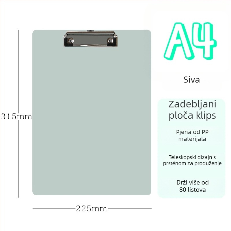 Yishen 996 plastični klips ploča, za A4/A5, debljina ploče 2,3 mm, s jednim klipom