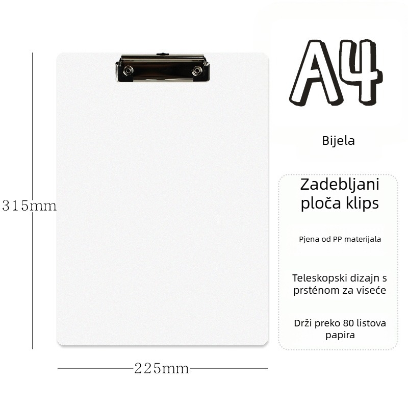 Yishen 996 plastični klips ploča, za A4/A5, debljina ploče 2,3 mm, s jednim klipom