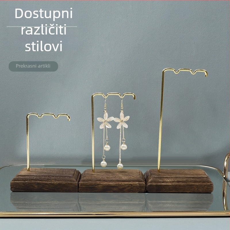 Držač za naušnice od drveta i metala za trgovinu nakita