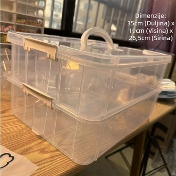 Stolna kutija za skladištenje građevnih blokova, PP materijal, kapacitet 20 L, model d5, skladišna s poklopcem i mogućnošću slaganja