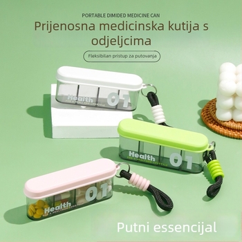 Kutija za lijekove s poklopcem i pregradama, od polipropilena (PP), prijenosna, moderan minimalistički stil
