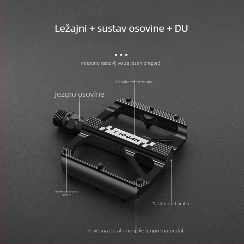 Pedala za planinske i cestovne bicikle od aluminijske legure, marka Yiquan, model E652, protuklizna s produženim pinovima