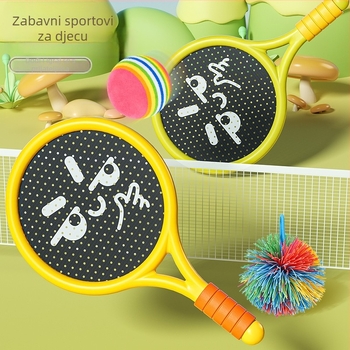 Dječja tenis raketa za vanjsku obuku – lagana plastična konstrukcija, najlonske žice, 95–100 g, izravan udarac, za djecu