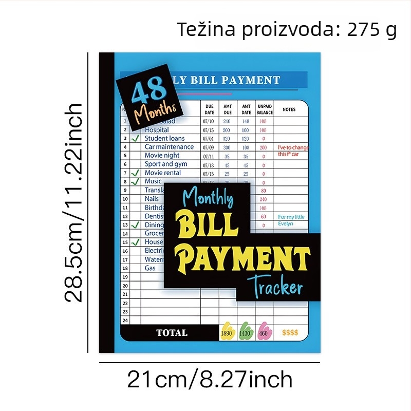 Bilježnica za praćenje računa sa spiralnim uvezom, 50–100 stranica, 80 gsm papir, sadržaj: sirova drvena pulpa, korica: papir