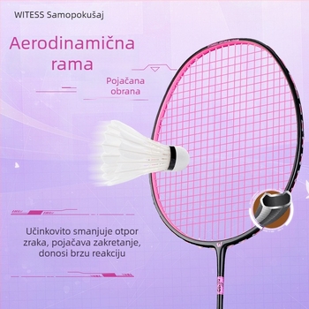 Badminton raketa Witess/Witness YA717 – karbonska vlakna okvira, težina 80–84 g, ručka G5, najlonske strune, model ravnomjernog udarca