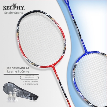 Selphy/Xuanfei dvostruki set badminton raketa, okvir od aluminijske legure, najlonske žice, težina 95–100 g, tvrdoća osovine: umjerena