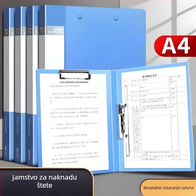 Jiaxun A4 dvostruka klips mapa – plastika, dvostruki klip, prilagodljiva