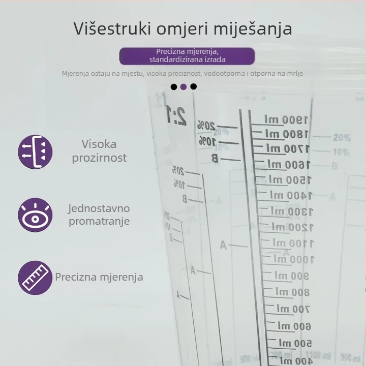 Prozirna plastična čašica za miješanje boje s poklopcem, 385 ml, višestruke ljestvice za automobilske boje