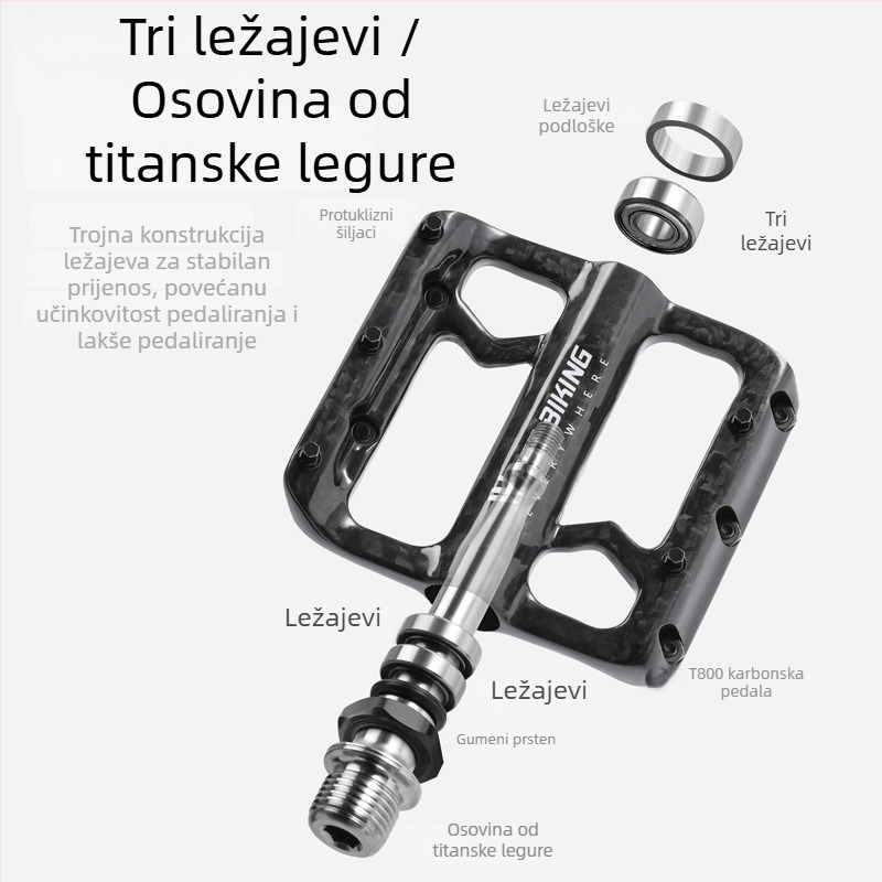 Pedale za bicikl od karbonskih vlakana s titanijskom osovinom za cestovni i sklopivi bicikl (Model Yp0802132)