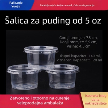 Jednokratni puding cup od PP plastike, s poklopcem i reljefnim otiskom