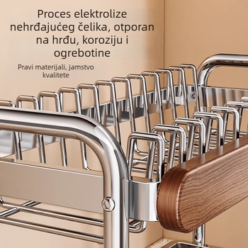 Stalak za suđe u srednjovjekovnom stilu, višeslojni na radnoj ploči — od 201 nehrđajućeg čelika + karbonskog čelika + ploča gustoće