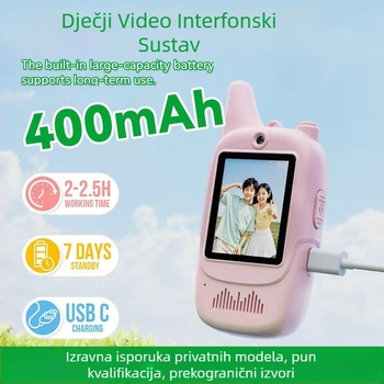 Dječji simulirani radijski telefon s video interkomom i funkcijom poziva, komunikacija roditelj-dijete, ABS plastika, s prikazom, za djecu 4–6 godina
