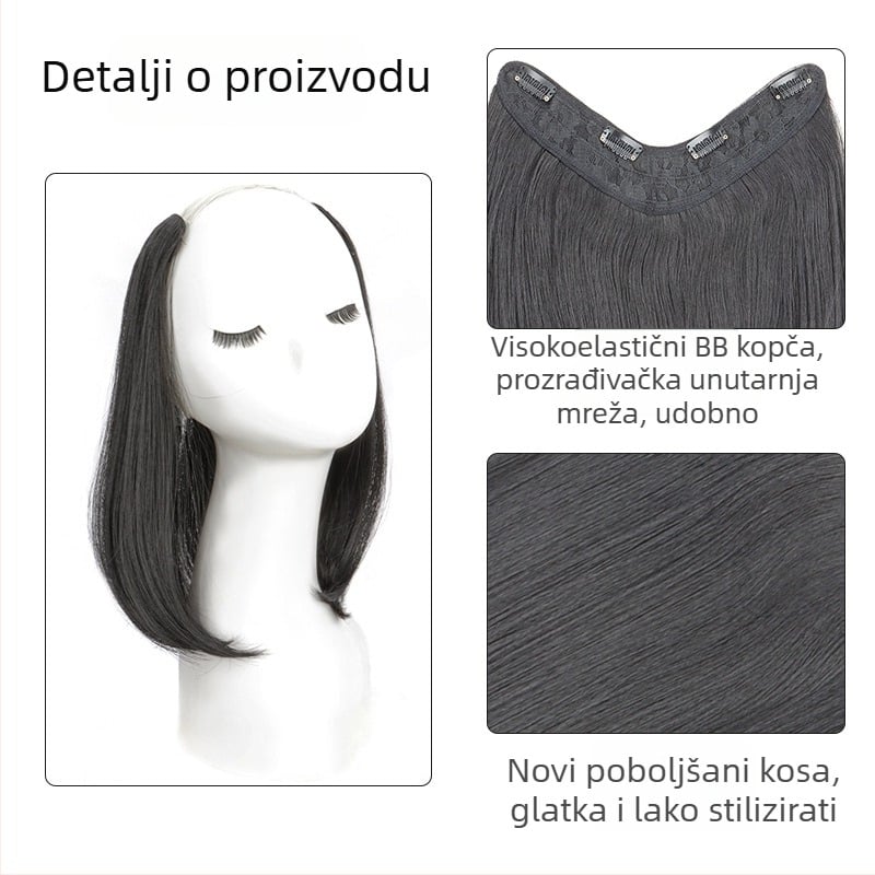 U-oblika dodatak za kosu za žene, kratka ravna kosa, povećava volumen, toplinski otporna žica