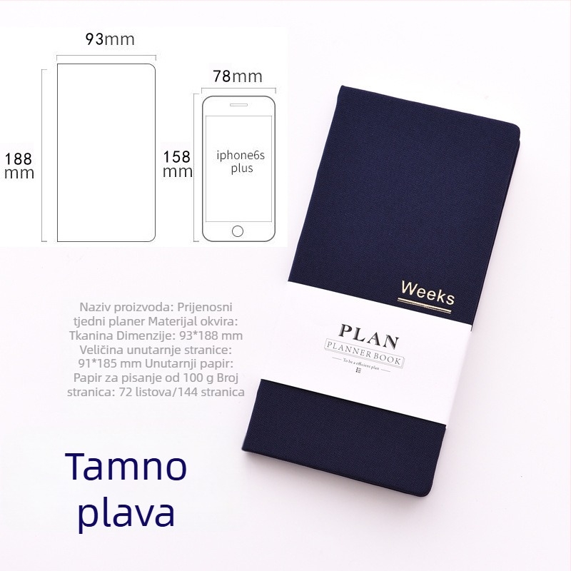 Beležnica s tjednim planom, platnena korica, šivano uvezivanje, Dowling papir, 100–200 stranica