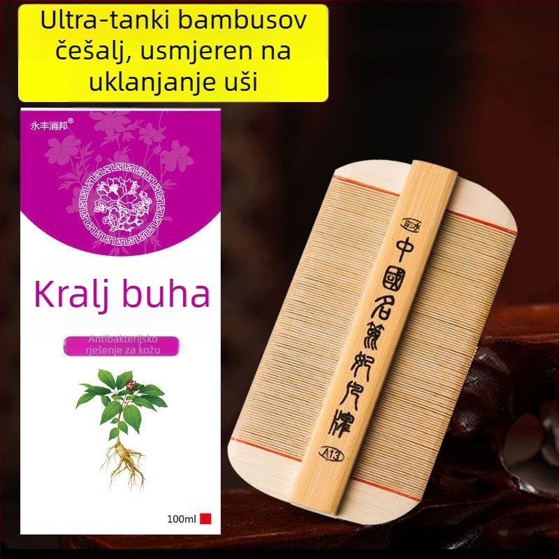 Češalj za uši s ultra-gustoćim zubima za djevojčice, tradicionalni bambus-drveni češalj, protiv peruti i jaja uši na vlasištu