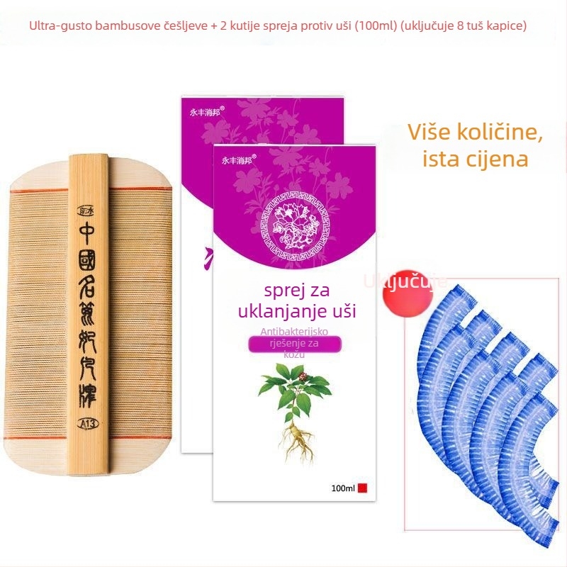 Češalj za uši s ultra-gustoćim zubima za djevojčice, tradicionalni bambus-drveni češalj, protiv peruti i jaja uši na vlasištu