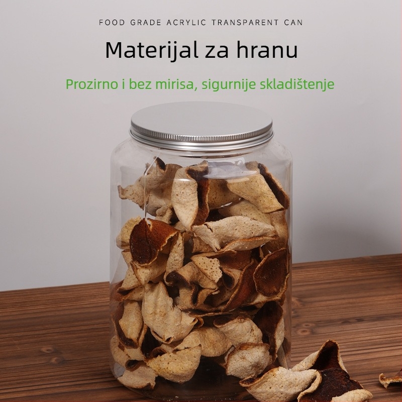 Prozirna PET boca sa zatvorenim poklopcem za čaj i suho voće, prehrambena ambalaža