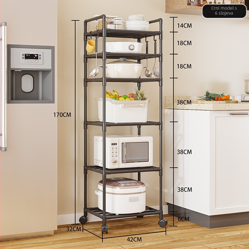 Podni stojeći 3-slojni kuhinjski regal za skladištenje, držač za mikrovalnu i posuđe, plastični, sklopiv, prenosiv, bez bušenja