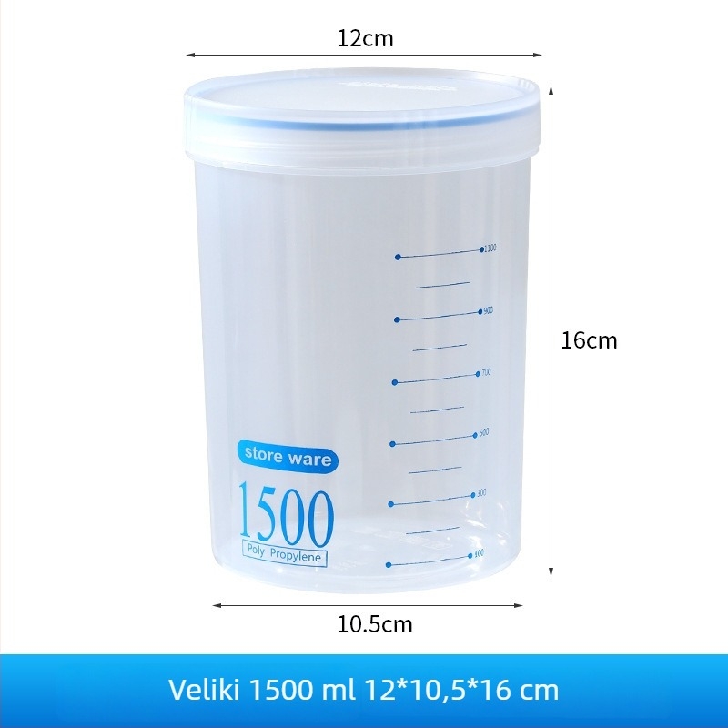Posuda za zrnke i grickalice, plastična, prozirna, okruglog oblika, 1–2 L, Chunqun