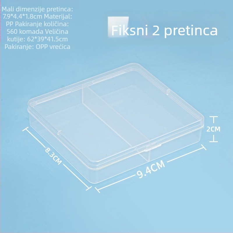 PP plastična kutija za stolnu pohranu s pregradama i poklopcem, prašini otporna, 2-6 pregrada, kapacitet 1 L