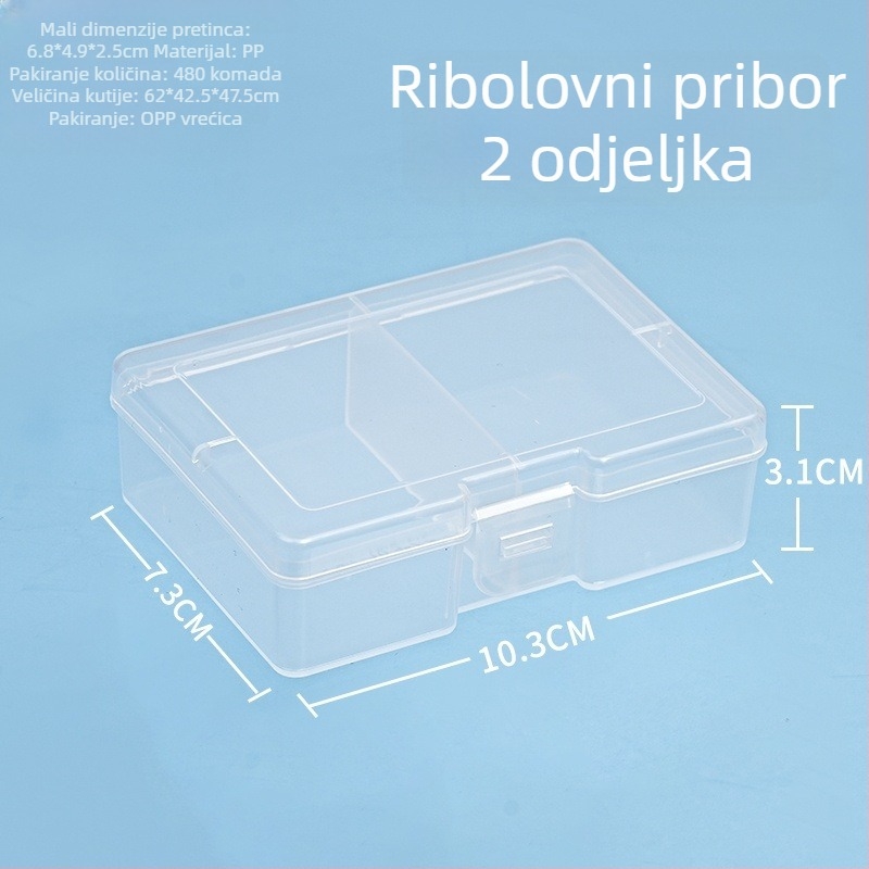 PP plastična kutija za stolnu pohranu s pregradama i poklopcem, prašini otporna, 2-6 pregrada, kapacitet 1 L