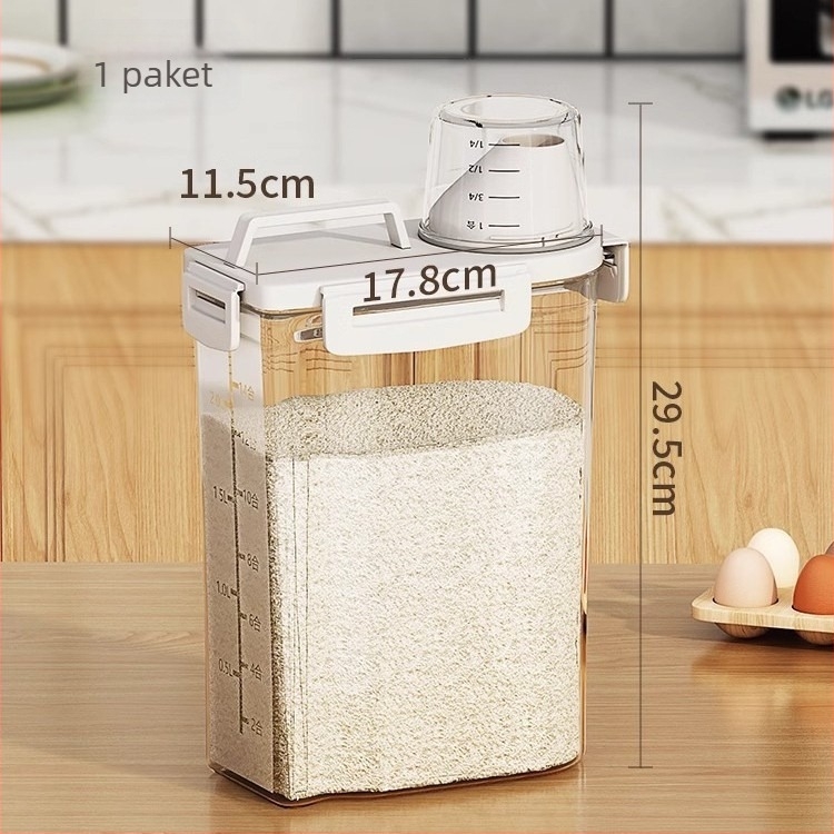 PP plastična kutija za skladištenje žitarica, zapečaćena, otporna na vlagu i štetne kukce, za kućnu upotrebu, moderni minimalistički stil, kapacitet ispod 4 L, mogućnost prilagođavanja