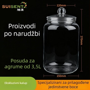 3,5 L prozirna PET posuda s hermetičnim poklopcem za sušenu koru mandarine, kineske biljke i čaj — prehrambena kvaliteta, posuda s velikim otvorom
