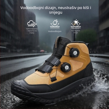 Muške planinarske cipele za jesen/zimu, lagane s toplom pamučnom podstavom, protuklizna gumena potplat, gornji dio Mesh+TPU, niski profil, visina pete 3–5 cm