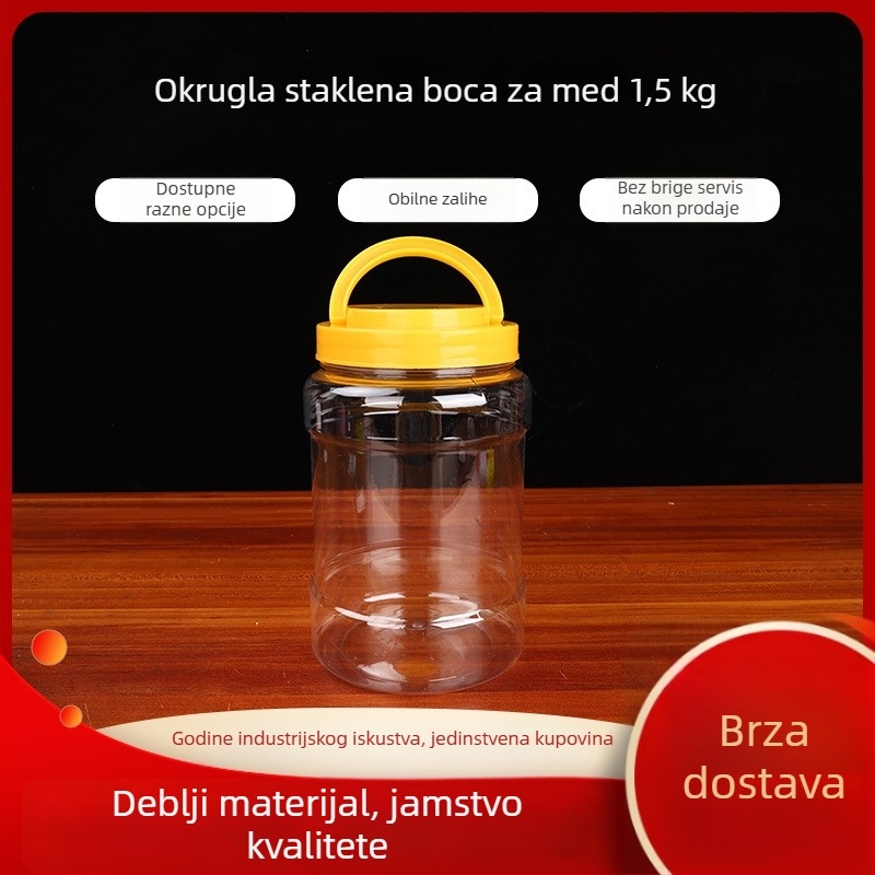 PET spremnik za pohranu s širokim otvorom, kapacitet 1,5 kg, zatvoren poklopac, plastični materijal