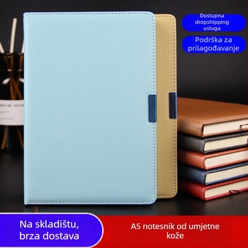 Bilježnica s kožnim omotom od umjetne kože, ljepilno vezivanje, 80 gsm papir, 200 stranica, model 25-01