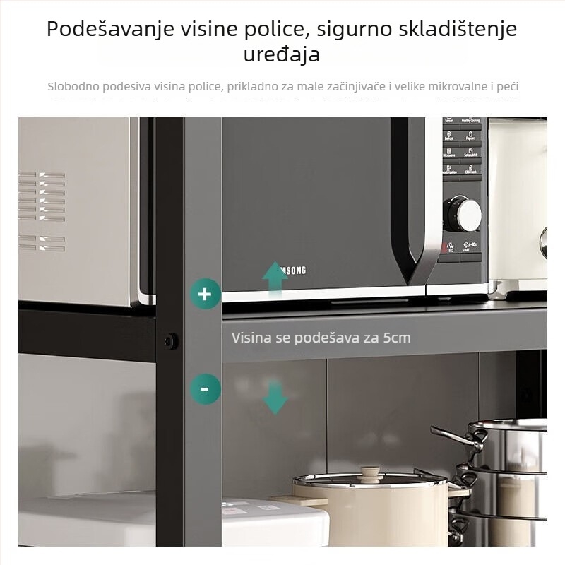 Podna kuhinjska polica za skladištenje, od karbonskog čelika, sklopiva, višenamjenska, pokretna, stil sredine stoljeća