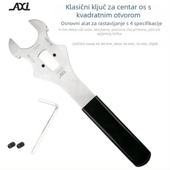 AXI Alat za bicikl – starinski stil, alat za demontažu središnjeg osovinskog sklopa, kuka za rep i ugradnja prstena za zaključavanje, kvadratni otvor, karbonska čelika, prilagodljiv