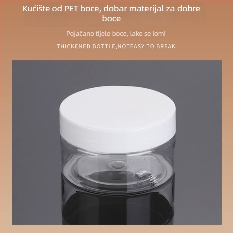PET plastična boca s širokim otvorom, mat završna obrada, kapacitet 100–250 ml, promjer grla 68 mm, promjer tijela 71 mm