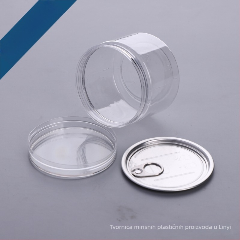 NK-8565 prozirna PET ambalažna kutija Fragrant za sušeno voće, slatkiše, čaj i med; poklopci: kristalni, aluminijski, razni završeci.