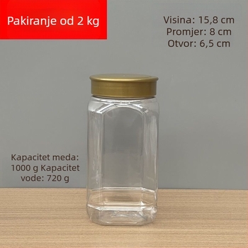 1 kg boca za med s debelim stijenkama, PET ambalaža za prehrambenu upotrebu, spremnik za pohranu sa žutim poklopcem