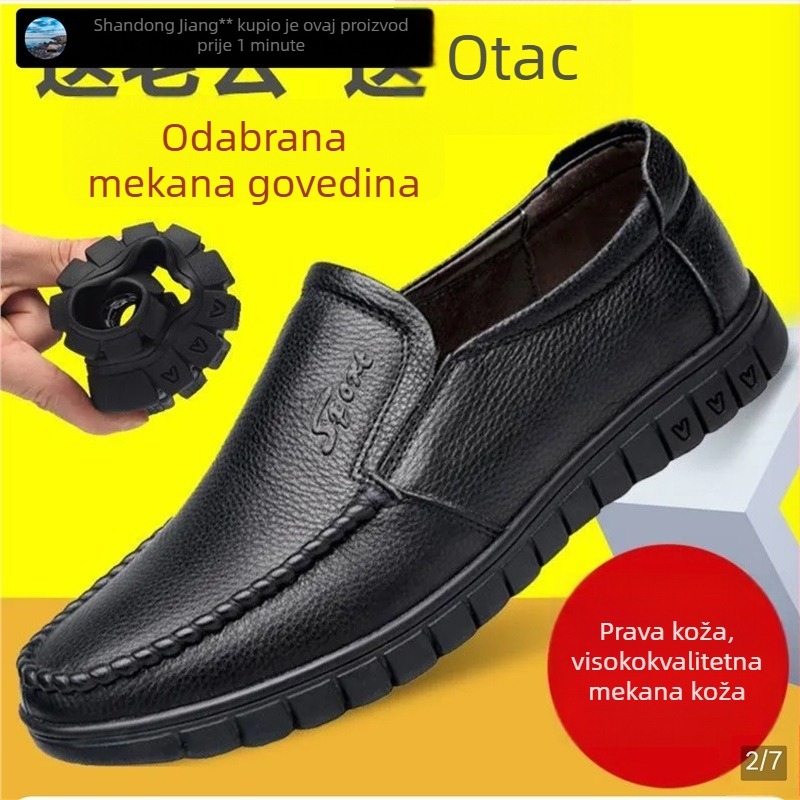 Muške kožne Slip-On tenisice – koža prvog sloja, gumeni potplat, casual, vodootporne