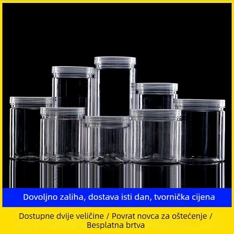 Zatvorena PET plastična staklenka, okruglog oblika s poklopcem za opću ambalažu
