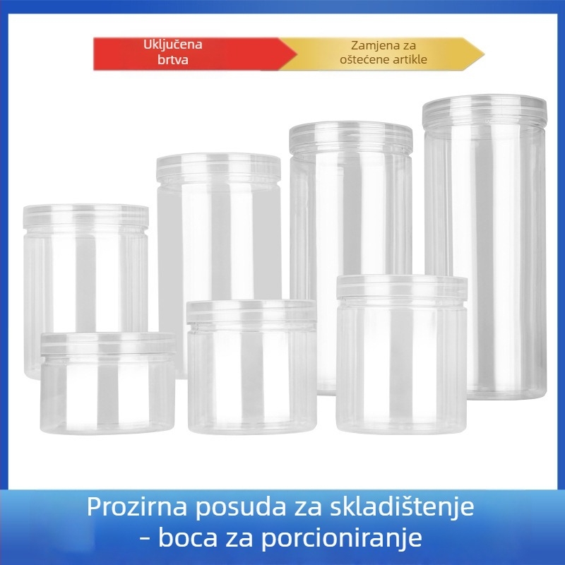 Zatvorena PET plastična staklenka, okruglog oblika s poklopcem za opću ambalažu