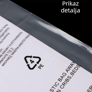Prozirna samoljepljiva PE vrećica s upozoravajućim natpisom, ojačana, za odjeću i čarape, mala veličina