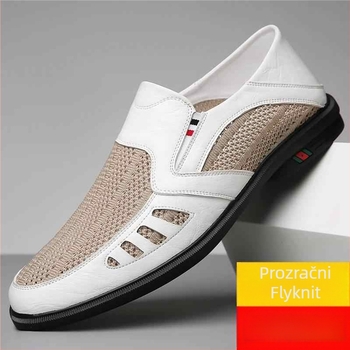 Muške casual kožne slip-on tenisice, prozračne, gumeni đon, Through