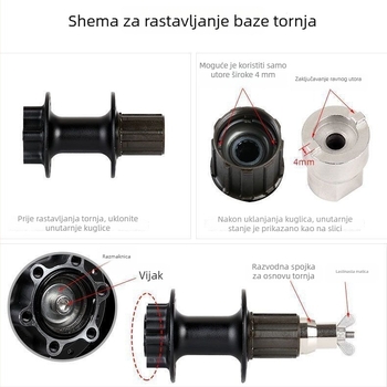 Ključ za demontažu hub-a bicikla – univerzalni, nehrđajući čelik, Sentuo/ST