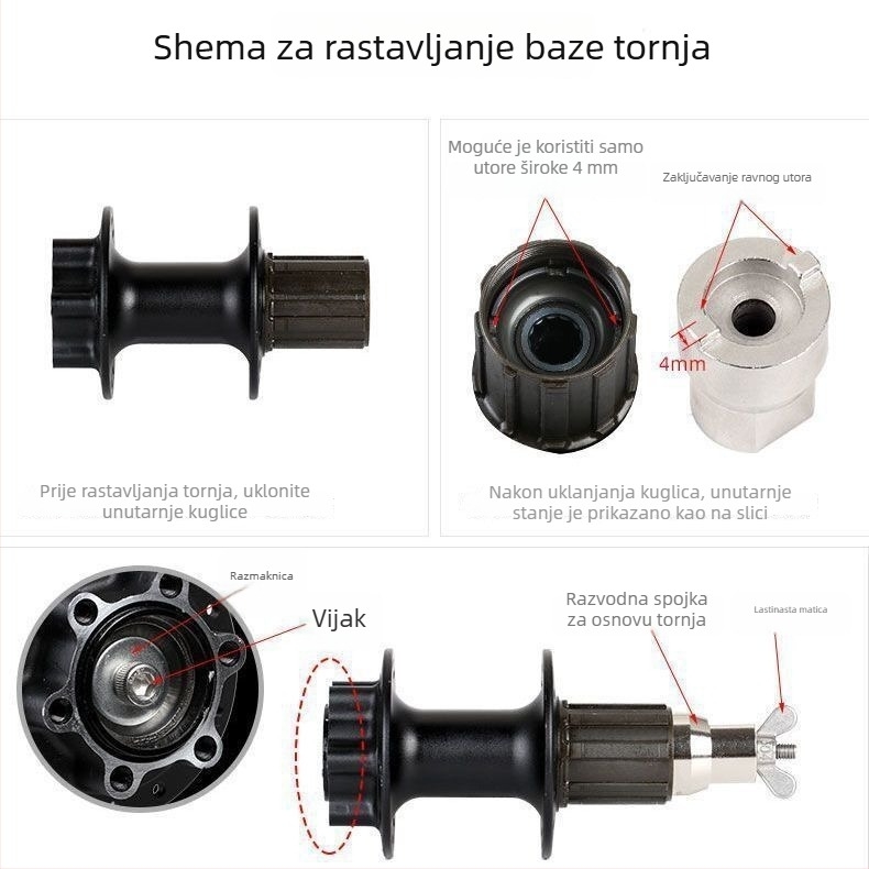 Ključ za demontažu hub-a bicikla – univerzalni, nehrđajući čelik, Sentuo/ST