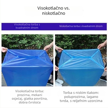 PE vrećica s četvrtastim dnom, povećana i debela za visoku čvrstoću, unutarnja folija otporna na vlagu i prašinu za skladištenje kutija u supermarketu