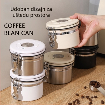 304 nehrđajući čelik, vakuumski zatvorena posuda za zrna kave, kava u prahu i mliječni prah, vlagotporan okrugli spremnik, kapacitet 301–500 ml
