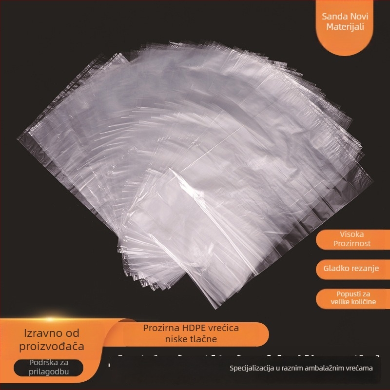 HDPE prozirna plastična vrećica za pakiranje — debela, otporna na prašinu i vlagu, održava svježinu, unutarnja folijska vrećica s ravnim otvorom, višestruke specifikacije